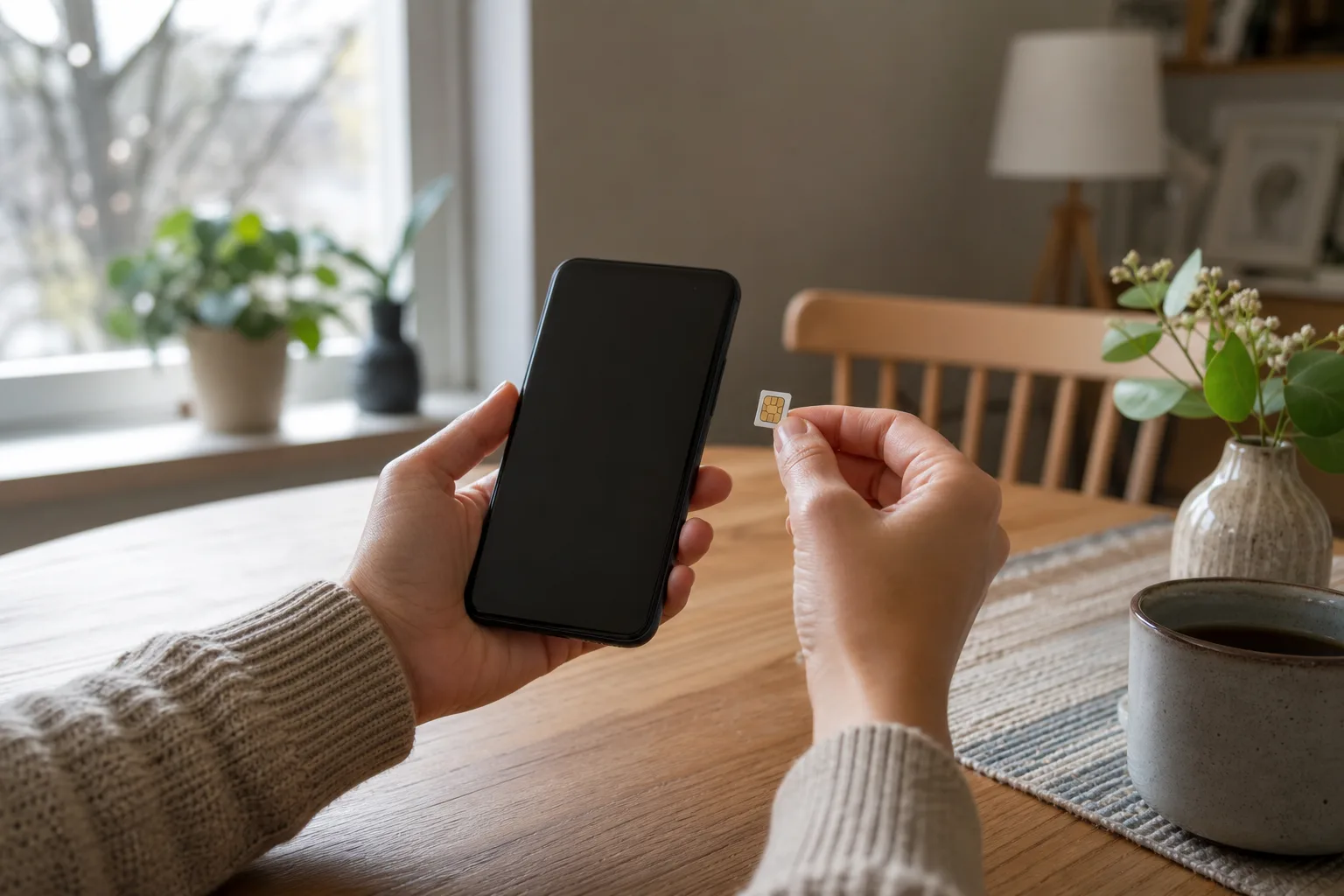 Byte från fysiskt simkort till eSIM på en mobiltelefon